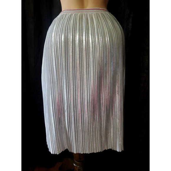 KATE SPADE Juniors / Women's Skirt LIQUID METALLIC SILVER Pleated SZ: XS / JR 10 - Picture 4 of 8
